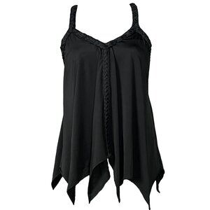 Sky | Y2K Braided Strap Handkerchief Hem Tank Top | S